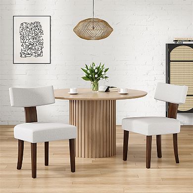 Upholstered Armless Dining Table Chairs Set of 2
