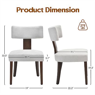 Upholstered Armless Dining Table Chairs Set of 2