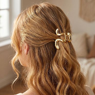 Women's Sculptural Hair Clip with Curved Open Shape and Polished Finish