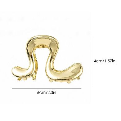 Women's Sculptural Hair Clip with Curved Open Shape and Polished Finish