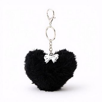 Women's Plush Heart Keychain with Metal Clip and Bow Charm for Bags Backpacks Purses