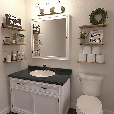 Wood Floating Shelves Set of 6 Rustic Brown Farmhouse Wall Decor Storage