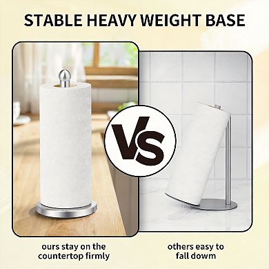 Stainless Steel Paper Towel Holder Countertop Stable Base Compact Design
