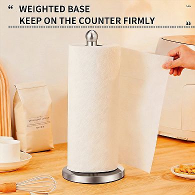 Stainless Steel Paper Towel Holder Countertop Stable Base Compact Design