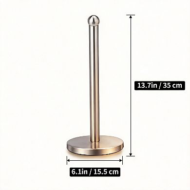 Stainless Steel Paper Towel Holder Countertop Stable Base Compact Design