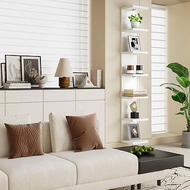 7 Tier Wall Mounted Shelf Unit Floating Shelves With LED Lights For Home Decor Organizer Display