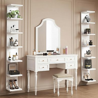 7 Tier Wall Mounted Shelf Unit Floating Shelves With LED Lights For Home Decor Organizer Display