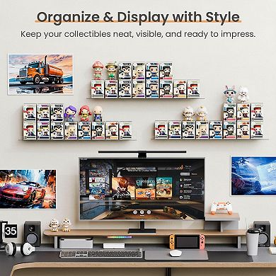 6 Pack Clear Acrylic Floating Wall Shelves 15x4 Inch Storage Display for Home Decor