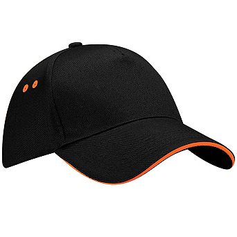 Beechfield Unisex Ultimate 5 Panel Contrast Baseball Cap With Sandwich Peak / Headwear