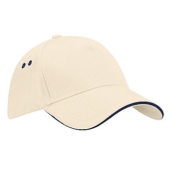 Beechfield Unisex Ultimate 5 Panel Contrast Baseball Cap With Sandwich Peak / Headwear