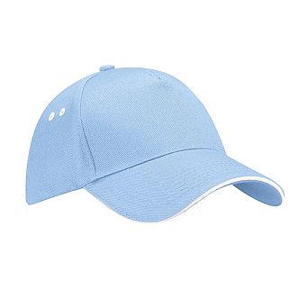 Beechfield Unisex Ultimate 5 Panel Contrast Baseball Cap With Sandwich Peak / Headwear