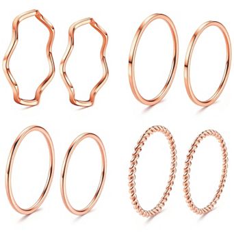 8 pc Stainless Steel Knuckle Rings Set