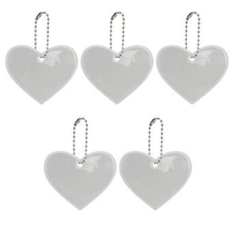 5 pc Waterproof Heart Shape Safety Reflector Pendant for Schoolbag Bicycle