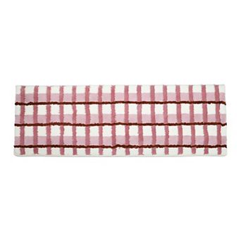Geometric Runner Rug Soft Shaggy Bedside Rug Non Slip Plush Hallway Carpet Absorbent Rug for Bath