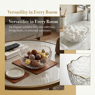 Modern Glacier Decorative Bowl Irregular Wavy Pedestal Bowl for Home Decor Aesthetic Melted Ice