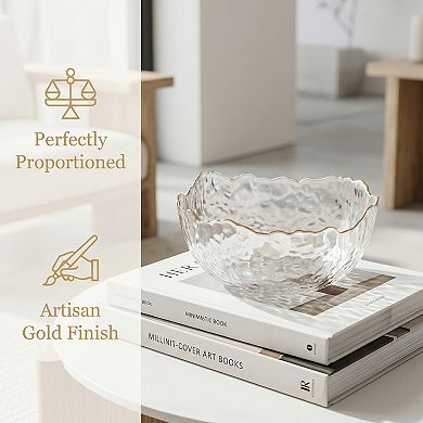 Modern Glacier Decorative Bowl Irregular Wavy Pedestal Bowl for Home Decor Aesthetic Melted Ice