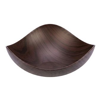 Rustic Faux Wood Decorative Bowl Irregular Wavy Pedestal Bowl for Modern Farmhouse
