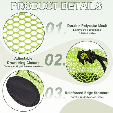 9.4 x 6.7 Inch Golf Ball Bag, Nylon Mesh Golf Storage Pouch 2 Pack