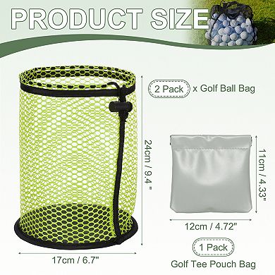 9.4 x 6.7 Inch Golf Ball Bag, Nylon Mesh Golf Storage Pouch 2 Pack
