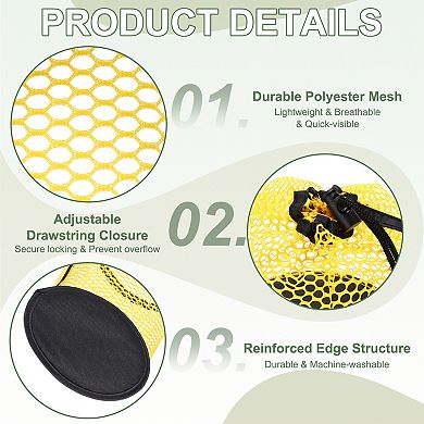 5.9 x 4.6 Inch Golf Ball Bag, Nylon Mesh Golf Storage Pouch 2 Pack