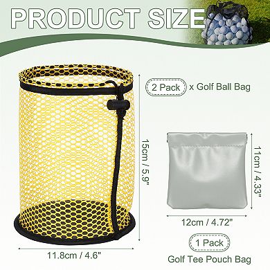 5.9 x 4.6 Inch Golf Ball Bag, Nylon Mesh Golf Storage Pouch 2 Pack