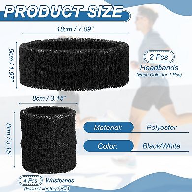 6 Pcs Sweatband Set, Sports Headband and Wristbands