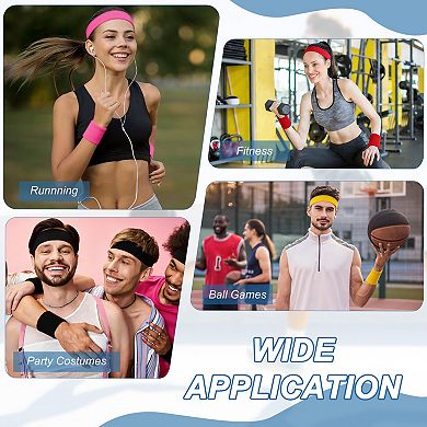 6 Pcs Sweatband Set, Sports Headband and Wristbands