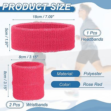 3 Pcs Sweatband Set, Sports Headband and Wristbands