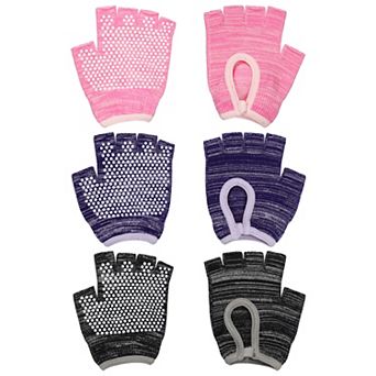 3Pair Yoga Gloves, Non Slip Fingerless Pilates Gloves Breathable