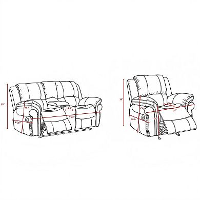Faux Leather Reclining Loveseat and Chair Set