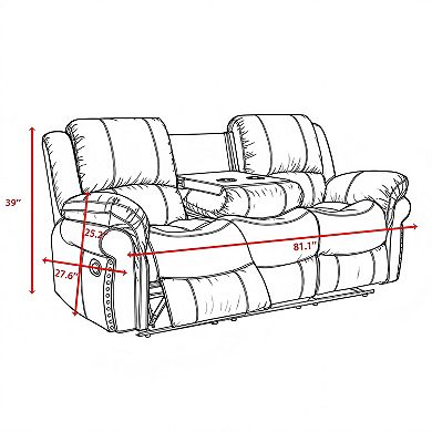81.1" Reclining Sofa With Drop - Down Table