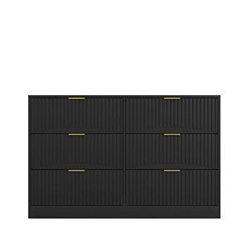 Modern Dresser, with 6-Drawer & Handles & Wavy Panels, for Bedroom Living Room Hallway