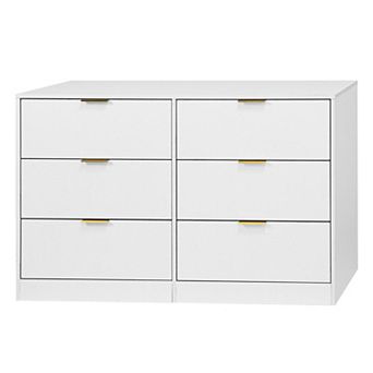 Modern Dresser, with 6-Drawer & Handles, Large Storage, for Bedroom Living Room Hallway & Entryway