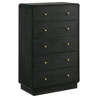 5-Drawer Modern Dresser,Brass Ball Knobs & Smooth Metal Glides for Bedroom Home Decor