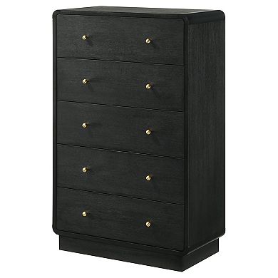 5-Drawer Modern Dresser,Brass Ball Knobs & Smooth Metal Glides for Bedroom Home Decor