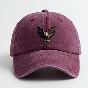 Women's Baseball Cap with Eagle Embroidery Adjustable Strap Casual Everyday Hat