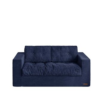 MAXYOYO Clouda Loveseat Sofa, Upholstered Boneless Floor Sofa with Armrests
