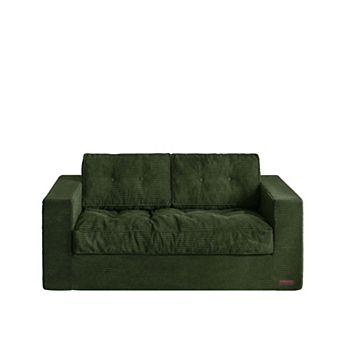 MAXYOYO Clouda Loveseat Sofa, Upholstered Boneless Floor Sofa with Armrests