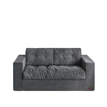 MAXYOYO Clouda Loveseat Sofa, Upholstered Boneless Floor Sofa with Armrests