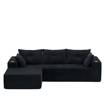 MAXYOYO Titan L Shaped Sofa， Sectional Boneless Sofa, Corduroy Cloud Modular Couch