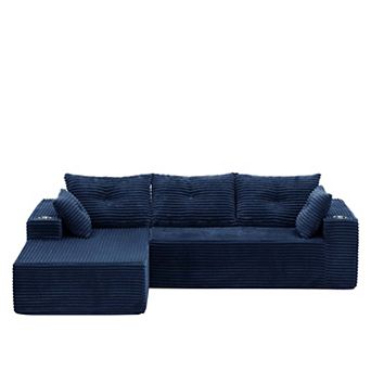 MAXYOYO Titan L Shaped Sofa， Sectional Boneless Sofa, Corduroy Cloud Modular Couch