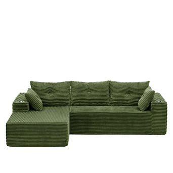 MAXYOYO Titan L Shaped Sofa， Sectional Boneless Sofa, Corduroy Cloud Modular Couch