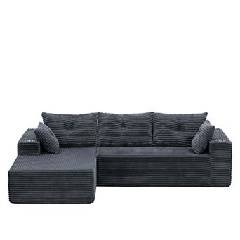 MAXYOYO Titan L Shaped Sofa， Sectional Boneless Sofa, Corduroy Cloud Modular Couch