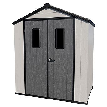 MaxMulti Modern Durable Resin Outdoor Storage Shed With Floor and Double Doors