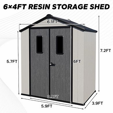MaxMulti Modern Durable Resin Outdoor Storage Shed With Floor and Double Doors