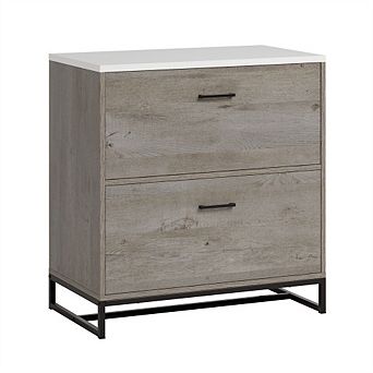 Lateral File Cabinet - Full-Extension Slides, Brown Oak Finish,2 Drawers,Letter Size,29.53 Inch Tall