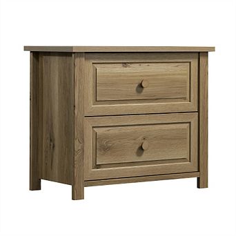 29.72"Tall Lateral File Cabinet - Farmhouse Style, Brown Oak Finish, 2 Drawers, Letter & Legal Size