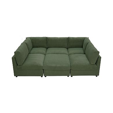 ZWYO HOSIMU 6-Seat Corduroy Reversible Modular Sectional Sofa with Custom Configuration