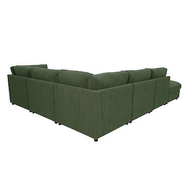 ZWYO HOSIMU 6-Seat Corduroy Reversible Modular Sectional Sofa with Custom Configuration