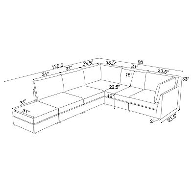 ZWYO HOSIMU 6-Seat Corduroy Reversible Modular Sectional Sofa with Custom Configuration